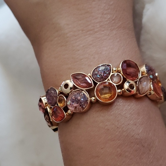 Boutique Jewelry - COLORFUL GEMS IN GOLDTONE STRETCH BRACELET ALL GEMS PRESENT BUNDLE AND SAVE